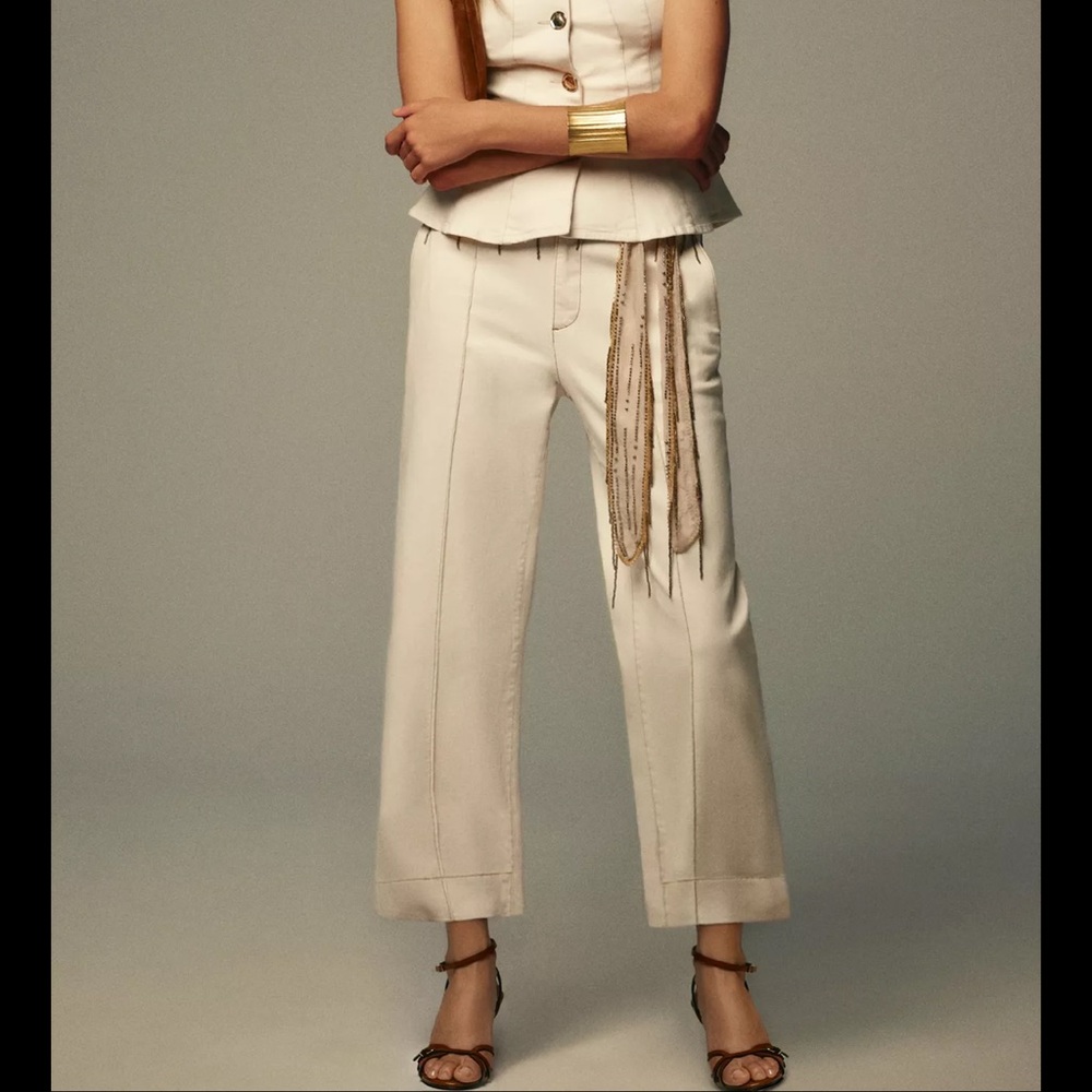 Zara Cream Cropped Women's Pants (set)